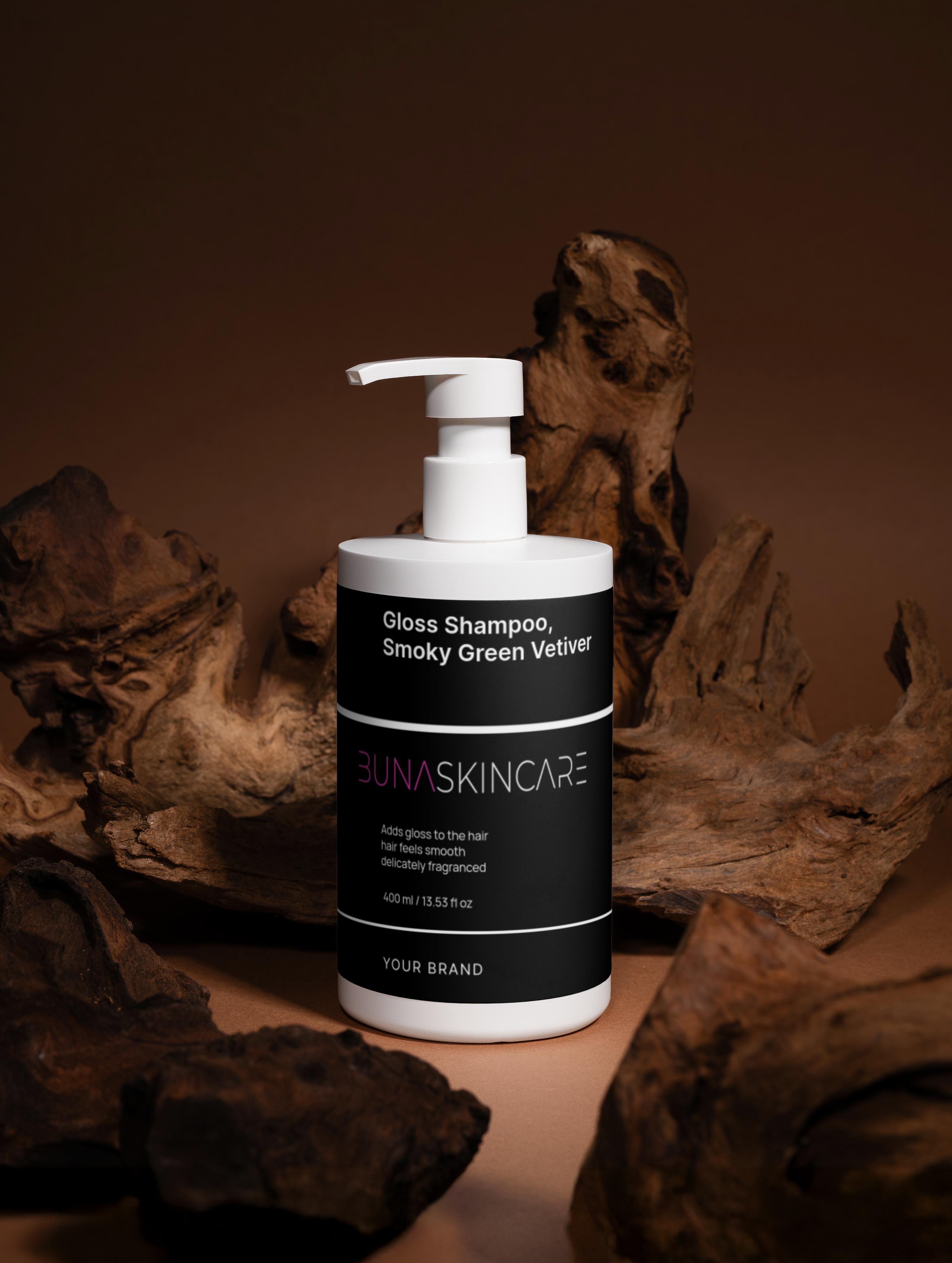 Gloss Shampoo Smoky Green Vetiver – Luxurious Hair Care by BUNASkincare
